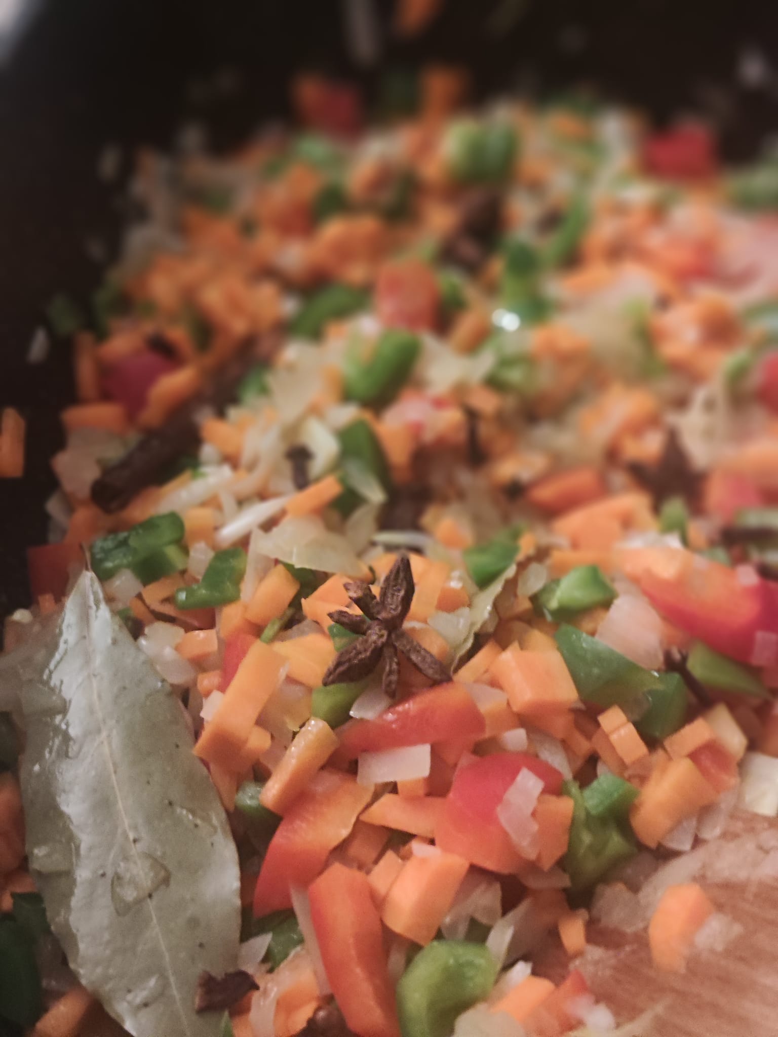 All the veg in with the spices