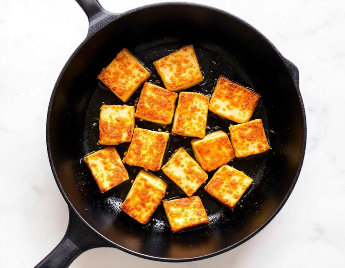 Golden crispy tofu
